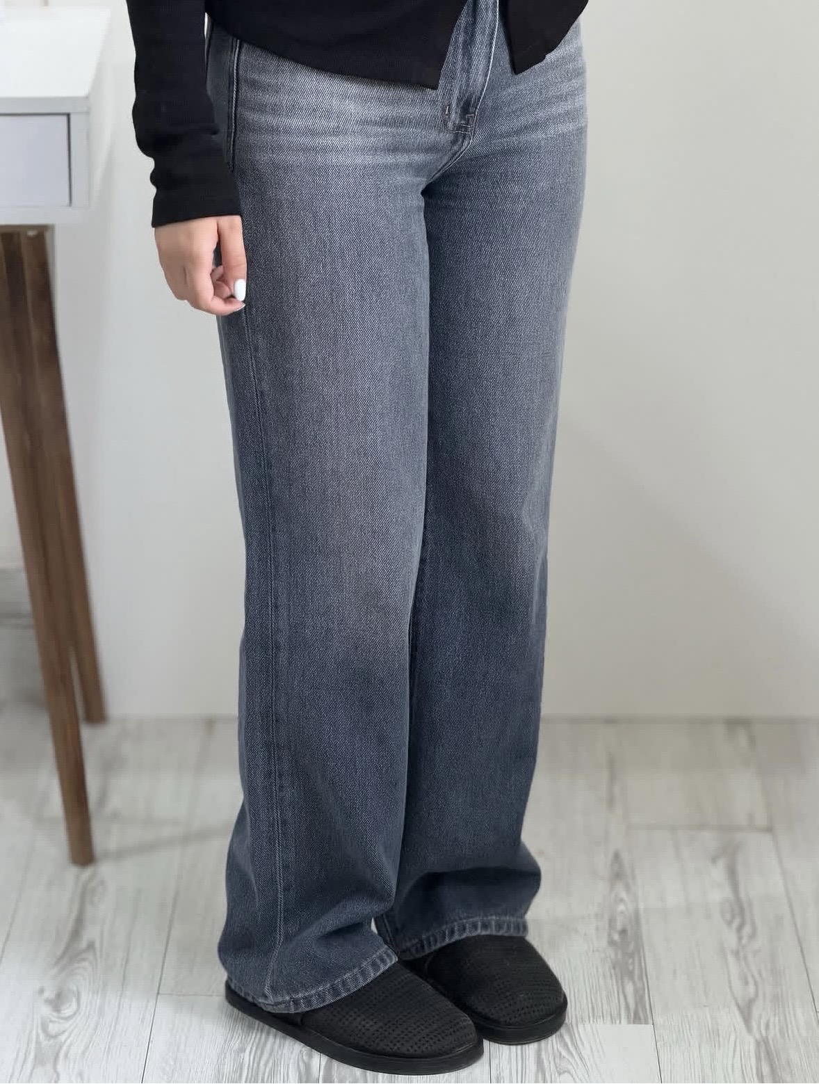 شلوار جین راسته طوسی زنانه